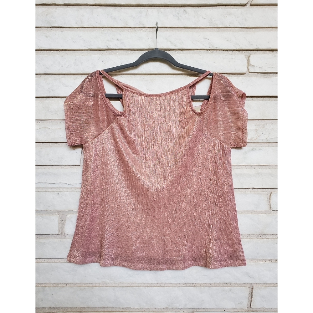 Forever 21 Cold Shoulder Rose Gold Shirt